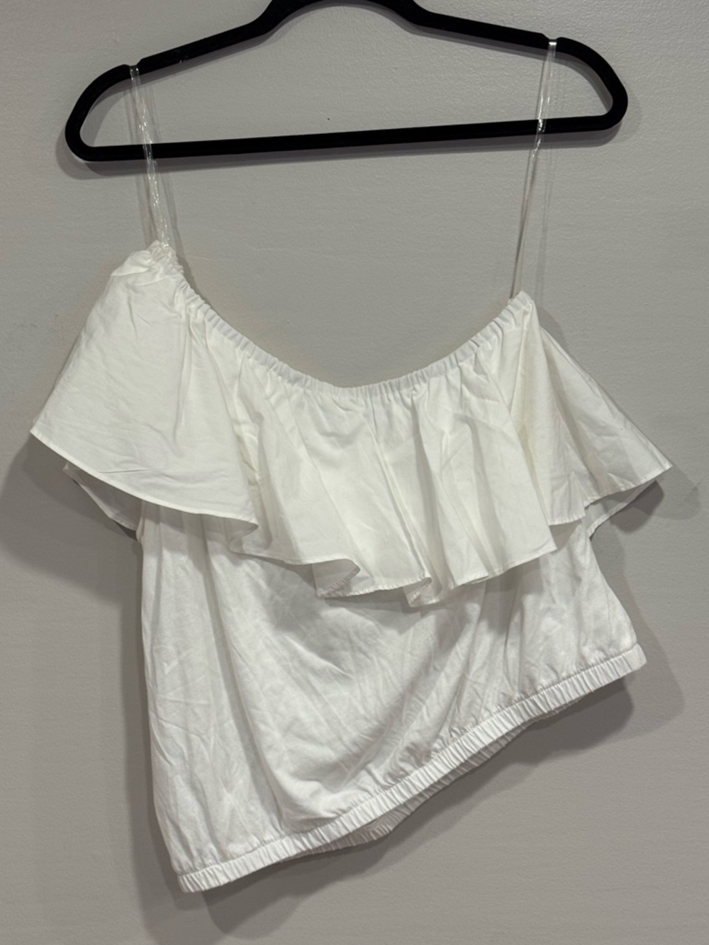 A New Day Women's Asymmetrical One Shoulder Ruffle White Top Women's Medium - Picture 3 of 6